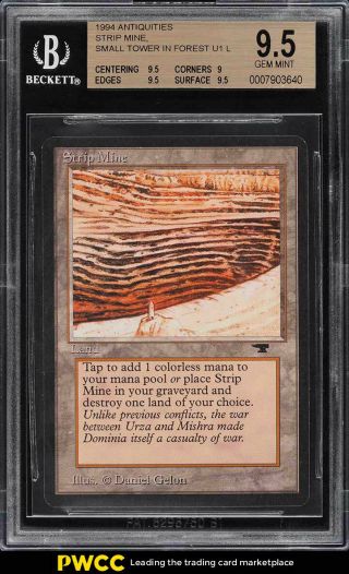1994 Mtg Antiquities Strip Mine Small,  Tower In Forest U1 L Bgs 9.  5 Gem (pwcc)