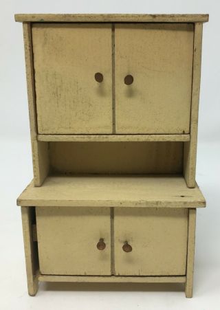 Vintage Wood Dollhouse Miniature Hutch Cabinet Furniture Stamped Germany