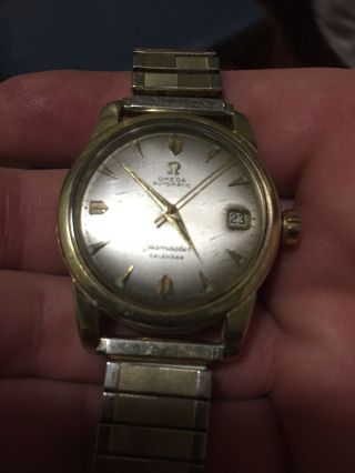 Vintage 1958 Omega Seamaster Calendar Watch 14kt Rolled Gold Automatic