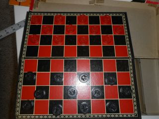 Vintage Halsam Checker Board Game The Embossing Company Eagle Design 2