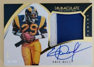 2015 Immaculate Eric Dickerson 2 Color Patch Auto Autograph 42/49 L.  A.  Rams