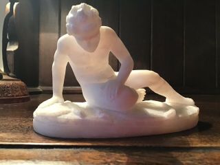 A Small 19th C.  Grand Tour Alabaster Of The Dying Gaul,  Volterra,  Italy.