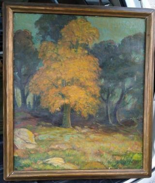 Antique Oil Painting American Impressionist Landscape Carl Olson Trees