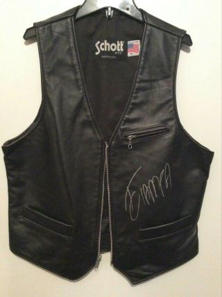 Blackheart Tommaso Ciampa Ring Worn Black Leather Vest Autograph Wwe Roh Nxt