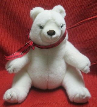 Vintage Big White Polar Bear With Red And Green Scarf From Marcy 