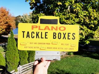 Vintage Plano Tackle Boxes Advertising Sign Fishing Sign Lure Store Display Sign 2