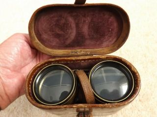 Antique Boer War Ww1 Binoculars And Leather Case Made By Heath And Co London