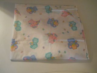 Carters Vintage Fitted Crib Sheet Blue & Pink Teddy Bears Baby Nursery C3