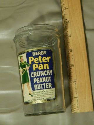 DERBY Peter Pan Crunchy Peanut Butter [Duraglas] GLASS JAR _Chicago,  Ill.  _ Vtg 2