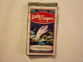 Vintage Icc Lady Fingers Brand 7/8 X 80s Firecracker Pack Label Macau