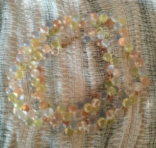 Vintage Monet Wisteria Pastel Acrylic/lucite Bubble Bead Necklace 34 In A,