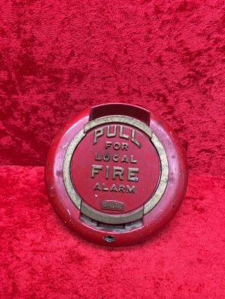 Vintage Standard Pull For Local Fire Alarm Station Red Gold Round