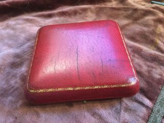Antique Dark Red Leather Presentation Box Lg Size For Compact Or Cigarette Case
