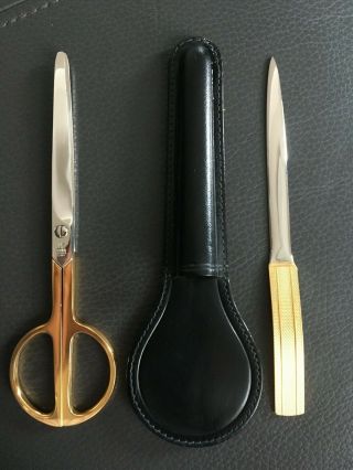 Henckels Solingen Vintage Golden Scissors And Letter Opener Desk Office