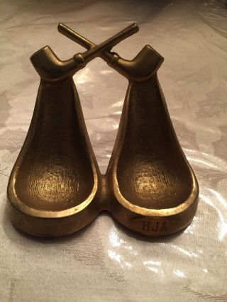 Vintage Double Pipe Rest Holder Stand Gold Colored Heavy