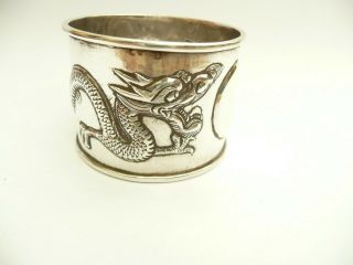 Fab Chinese Export Silver Dragon Napkin Ring Wing Nam & Co Character Mark C1900