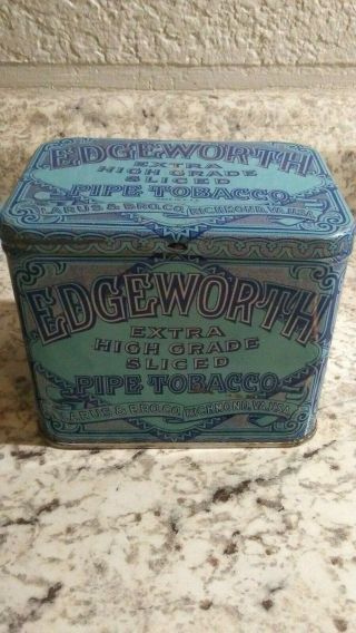 Vintage Edgeworth Extra Sliced Pipe Tobacco Tin Hinged Box