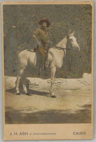 Cabinet Card Soldier On Horse By Ash Cairo Egypt Antique Victorian Photo