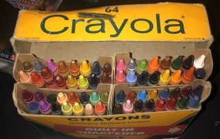 Vintage Binney & Smith Crayola Box Of Crayons 64count Sharpener Indian Red Rare