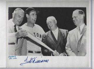 Ted Williams Boston Red Sox & Bill Terry Autographed 8x10 Baseball Photo Psa