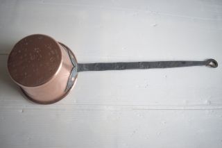 Antique Copper Ladle Tinned With Wrought Iron Handle Kitchenalia 2
