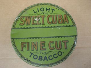 Vintage Sweet Cuba Tobacco Tin Can Spaulding & Merrick Chicago Usa 8 - 1/4 " Round