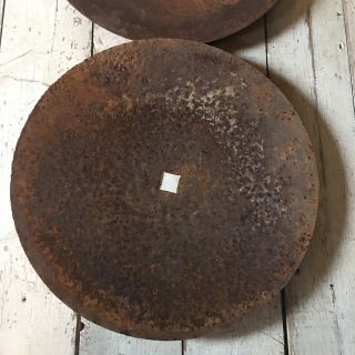 Vintage Plow Disc Blades Set Of 4 Old Farm Equipment Steampunk Parts 16 1/2 Inch
