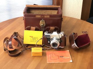 Vintage Kodak Retina Reflex Iii 35mm Camera,  Leather Case And Accessories