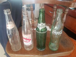 4 Vintage Soda Pop Bottles Coca Cola Omaha Sprite Diamond Beatrice Nebraska