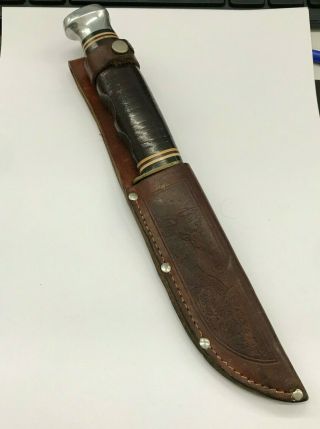 Vintage Kabar Usa 1205 Fixed Blade Hunting Knife & Sheath