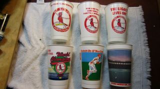 Vintage St.  Louis Cardinals 6 Different Busch Stadium Sweetheart Cup Set 6 1980s