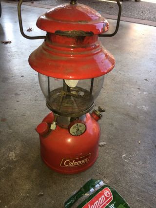 Vintage Coleman Camping Lantern 200a Red 4 60 Stamped On Bottom