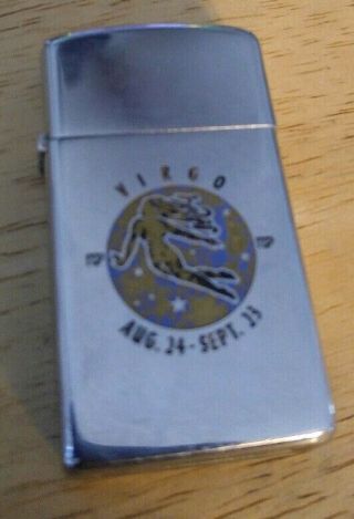 Zippo Slim Vintage 1976 Cigarette Lighter Virgo - Aug 24/sept 23 - Zodiac -
