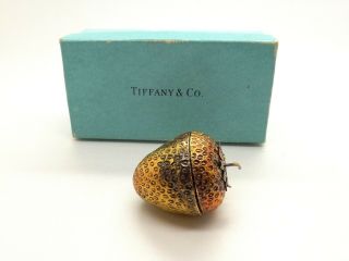 Vintage Tiffany & Co.  Makers Pill Box Sterling Silver Vermeil Strawberry Vintage