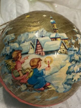 Vintage Christmas Candy Container Ornament W.  Germany Angels Paper Mache