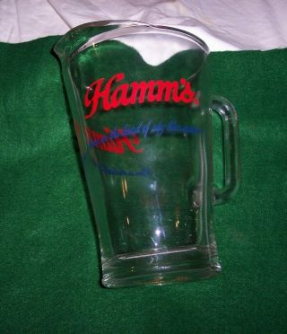 Vintage Hamm ' s Beer Heavy Glass Beer Pitcher 2