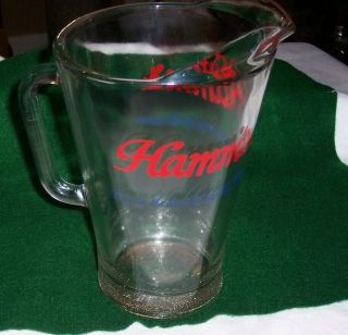 Vintage Hamm ' s Beer Heavy Glass Beer Pitcher 3