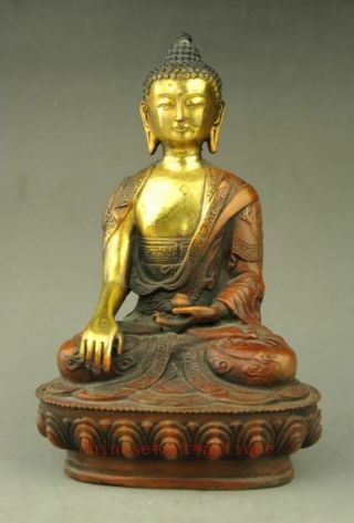 Tibet Brass Buddhist Temple Shakyamuni Joss Sakyamuni Buddha Bowl Statue E02