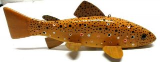 Vintage Tom Weets Brown Trout Folk Art Fish Spearing Decoy Ice Fishing Lure
