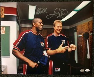 Magic Johnson Larry Bird Dual Signed 16x20 Photo Autographed Jsa Itp Wp 239