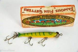 Vintage Florida Fishing Tackle Co Barracuda Brand Tipsy Cuda Lure C17