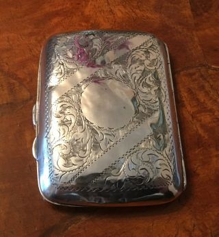 Beautifully Engraved Solid Silver Cigarette Case 1945 (end Of Ww2)