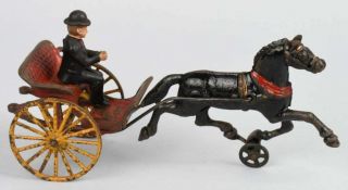 Antique Hubley Cast Iron Horse Drawn Buggy Wagon