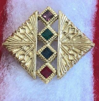 Vintage Givenchy Christmas Pin/brooch Modern Design Gold Tone And Rhinestones