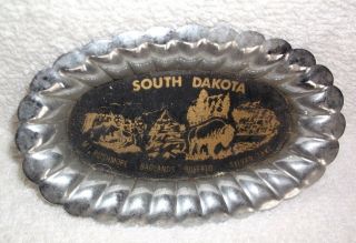 Vintage State Souvenir Metal Ashtray Collector Plate - South Dakota (japan)