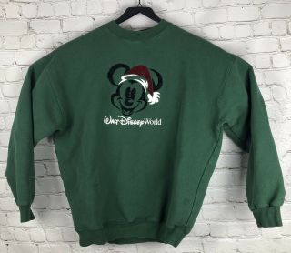 Vintage Walt Disney World Christmas Sweatshirt Green Women’s Size Xl