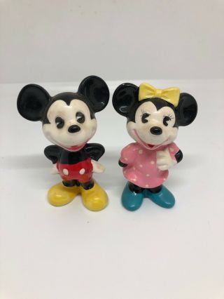 Vintage Ceramic Mickey Mouse Figurine 4 " Tall Walt Disney Productions Japan