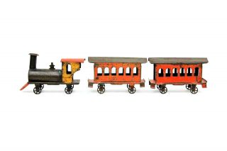 Antique Vintage Fallows Or Brown Ixl Jupiter Floor Train W/ 2 Cars Victorian Era