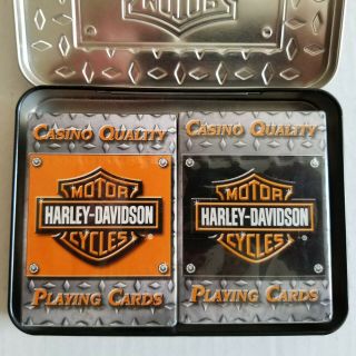 Harley Davidson Collectible Tin With Playing Cards - Cards Are 2004