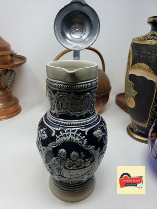 Vintage Large 1 Liter German Stein Salt Glaze Marked 2 Absolutley